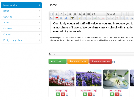 Uređivanje sadržaja i vi&scaron;estruki upload datoteka/slika