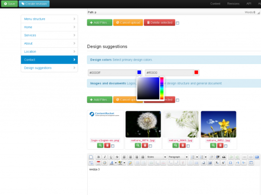 Izbor željenih boja dizajna uz dodatne elemente